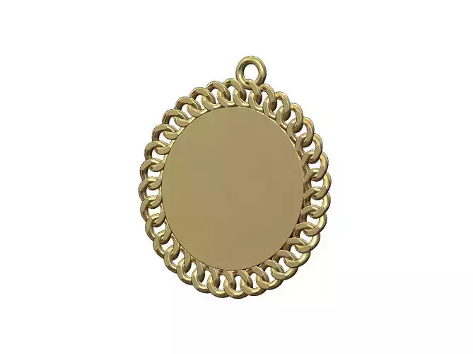 Cuban chain 25mm round coin pendant