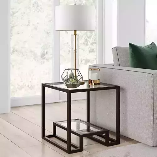 Imel Glass Frame End Side Nightstand Table - 3 Colour