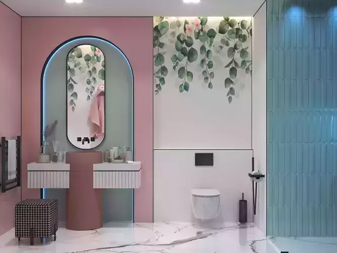 Contemporary Pastel Bathroom   Designer Vanity 