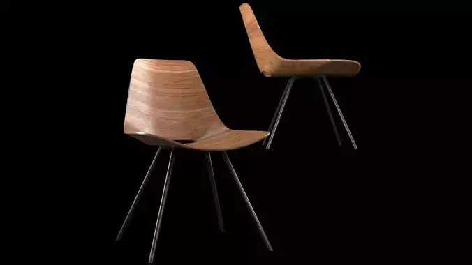 Walnut and Metal Italian Chairs 3D model