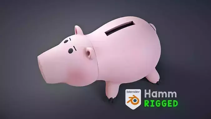 Toy story - Hamm the piggy bank rigged 3D model