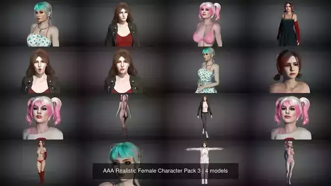 AAA Realistic Female Character Pack 3 3D Model Collection AAA Realistic Female Character Pack 3 3D Model Collection