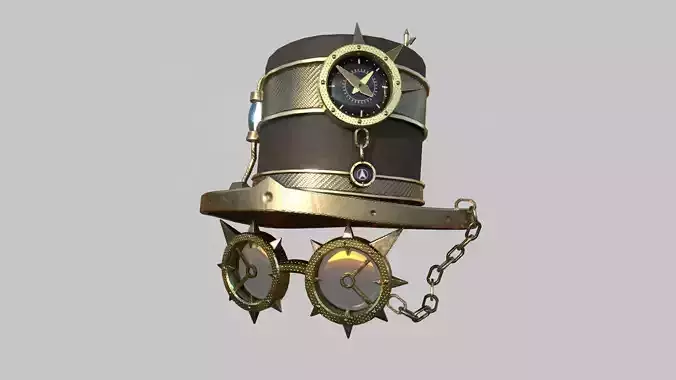 Steampunk Hat 01 Bronze Cooper - SciFi Character Design Low-poly 3D model