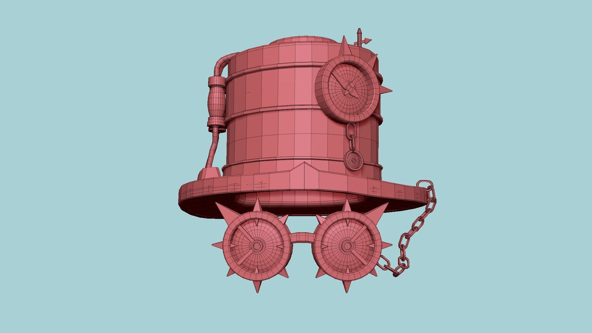 Steampunk Hat 01 Bronze Cooper - SciFi Character Design Low-poly 3D model_12