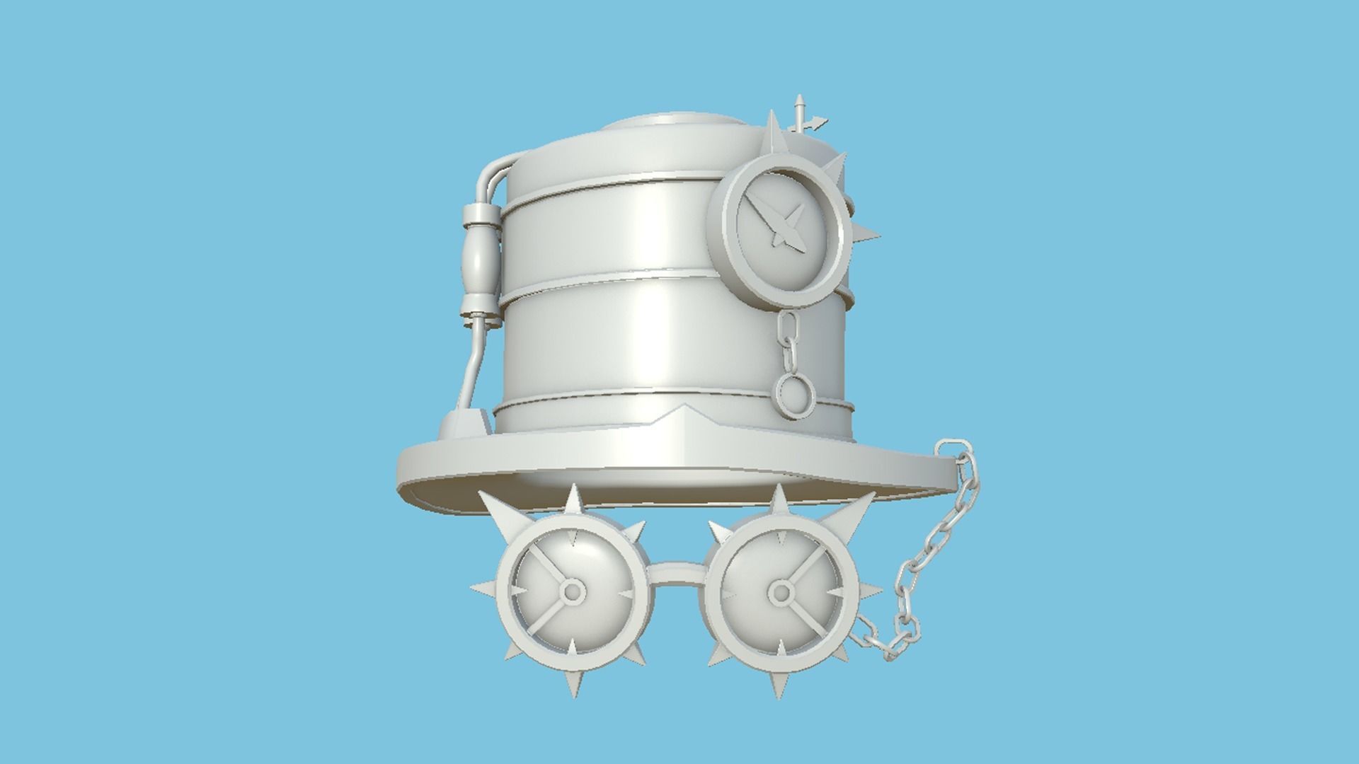 Steampunk Hat 02 White Gold - SciFi Character Design Low-poly 3D model_9