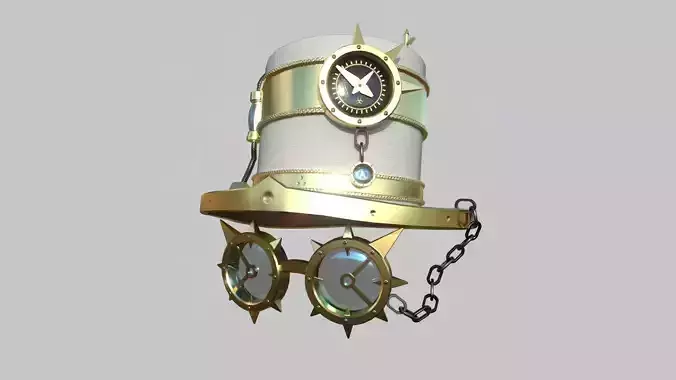 Steampunk Hat 02 White Gold - SciFi Character Design Low-poly 3D model