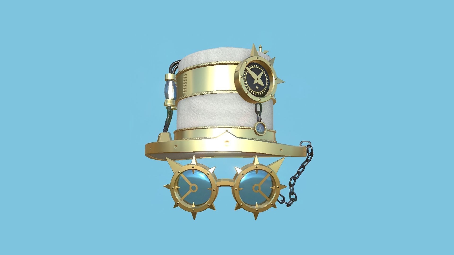 Steampunk Hat 02 White Gold - SciFi Character Design Low-poly 3D model_2