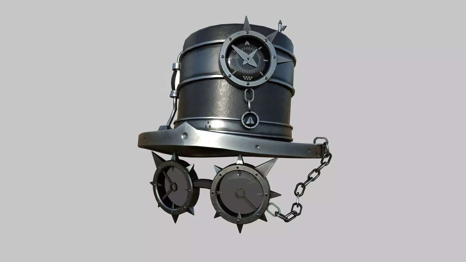 Steampunk Hat 03 Dark Black - SciFi Character Design Low-poly 3D model_0