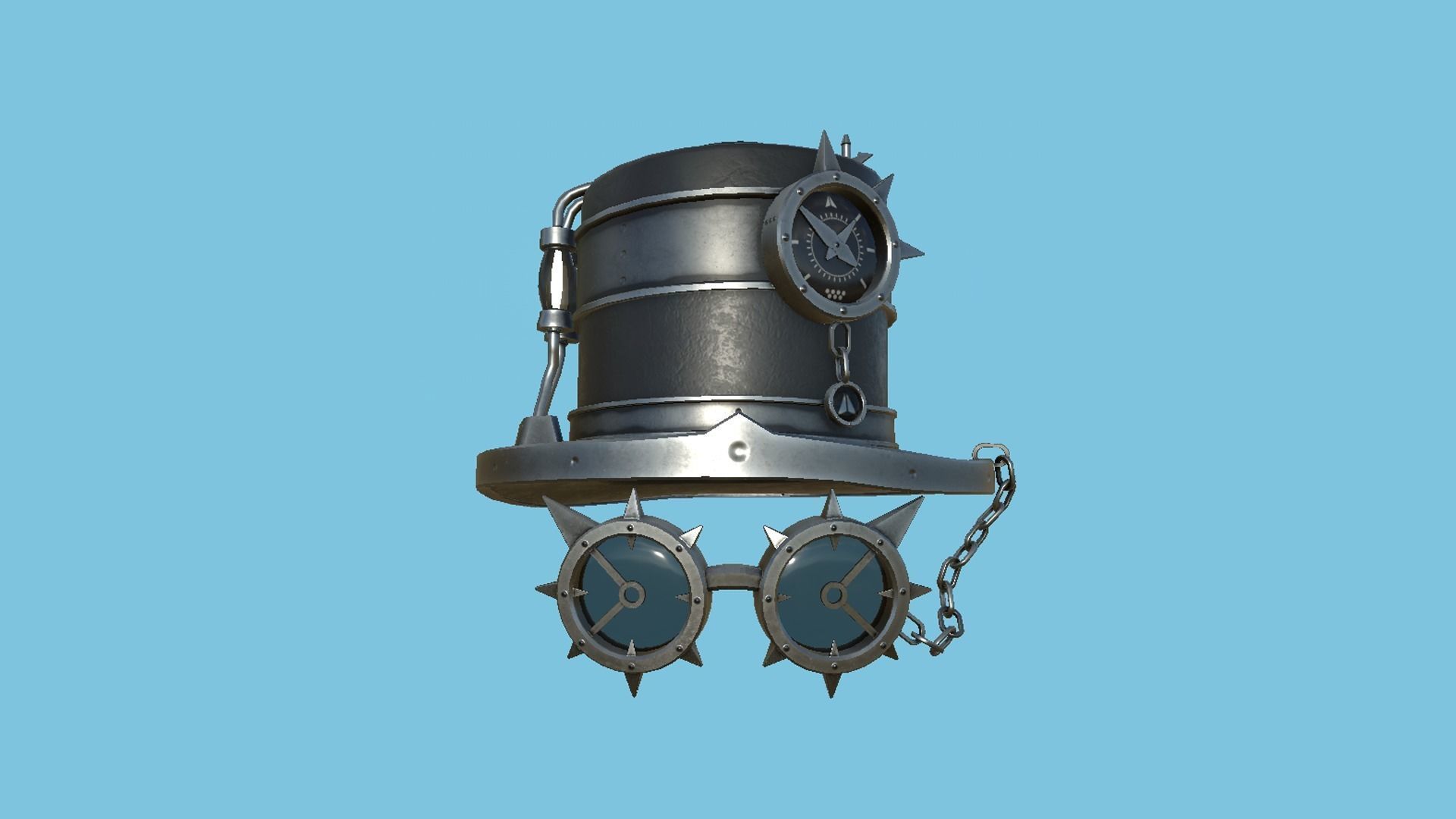 Steampunk Hat 03 Dark Black - SciFi Character Design Low-poly 3D model_2