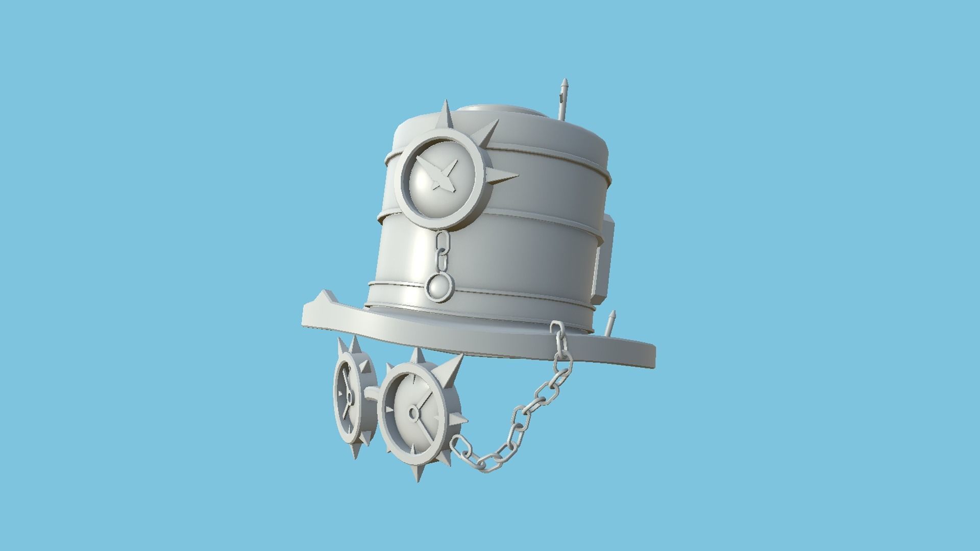 Steampunk Hat 04 Destroyed Rust - SciFi Character Design Low-poly 3D model_9