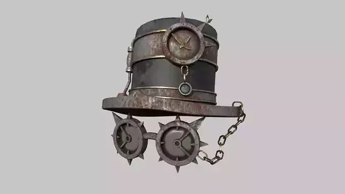 Steampunk Hat 04 Destroyed Rust - SciFi Character Design Low-poly 3D model