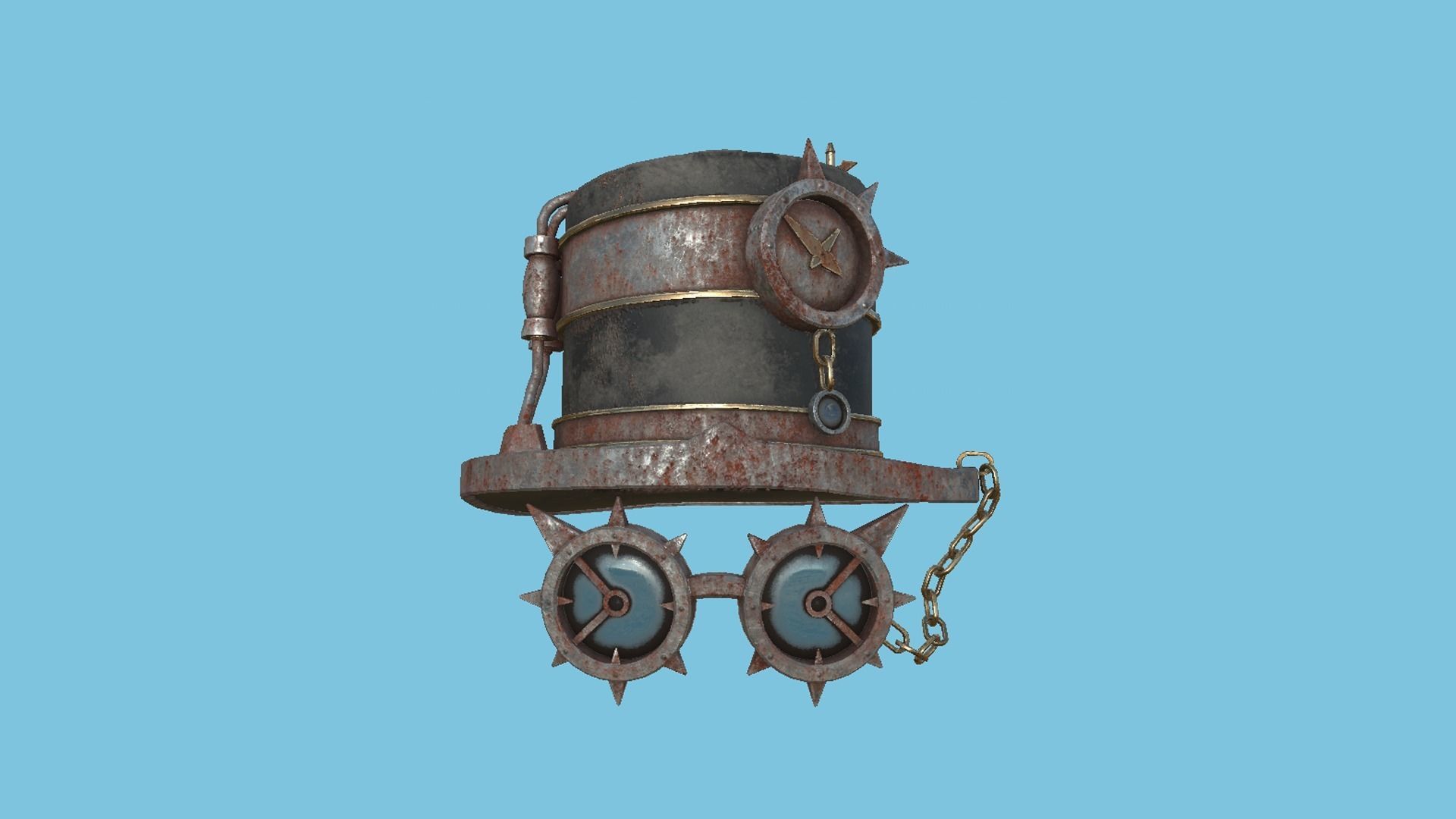 Steampunk Hat 04 Destroyed Rust - SciFi Character Design Low-poly 3D model_2