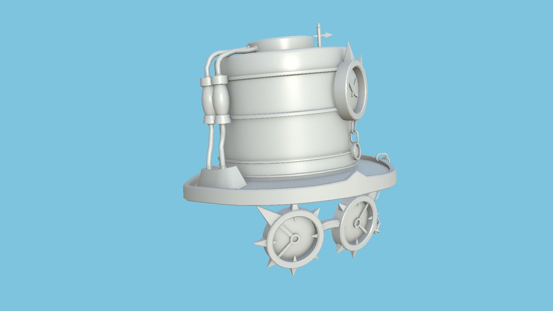 Steampunk Hat 04 Destroyed Rust - SciFi Character Design Low-poly 3D model_7