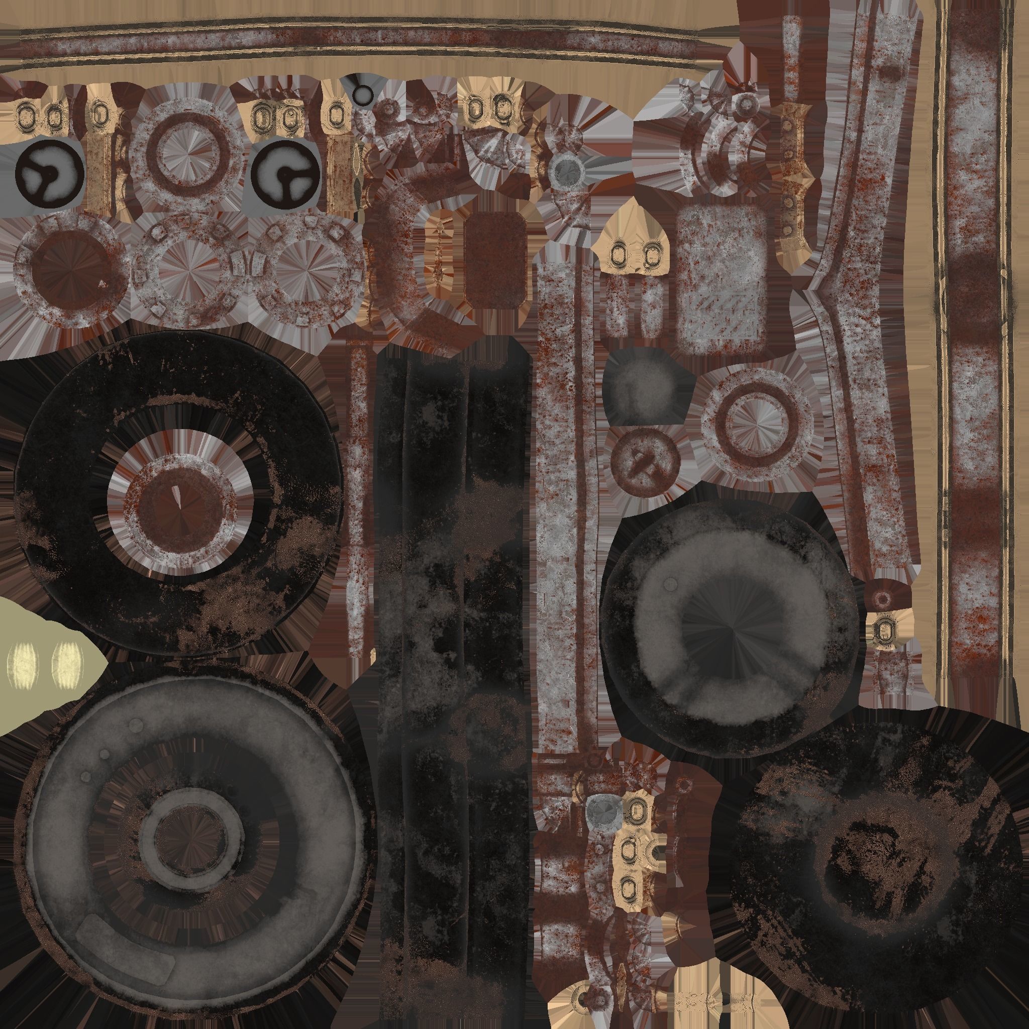 Steampunk Hat 04 Destroyed Rust - SciFi Character Design Low-poly 3D model_16