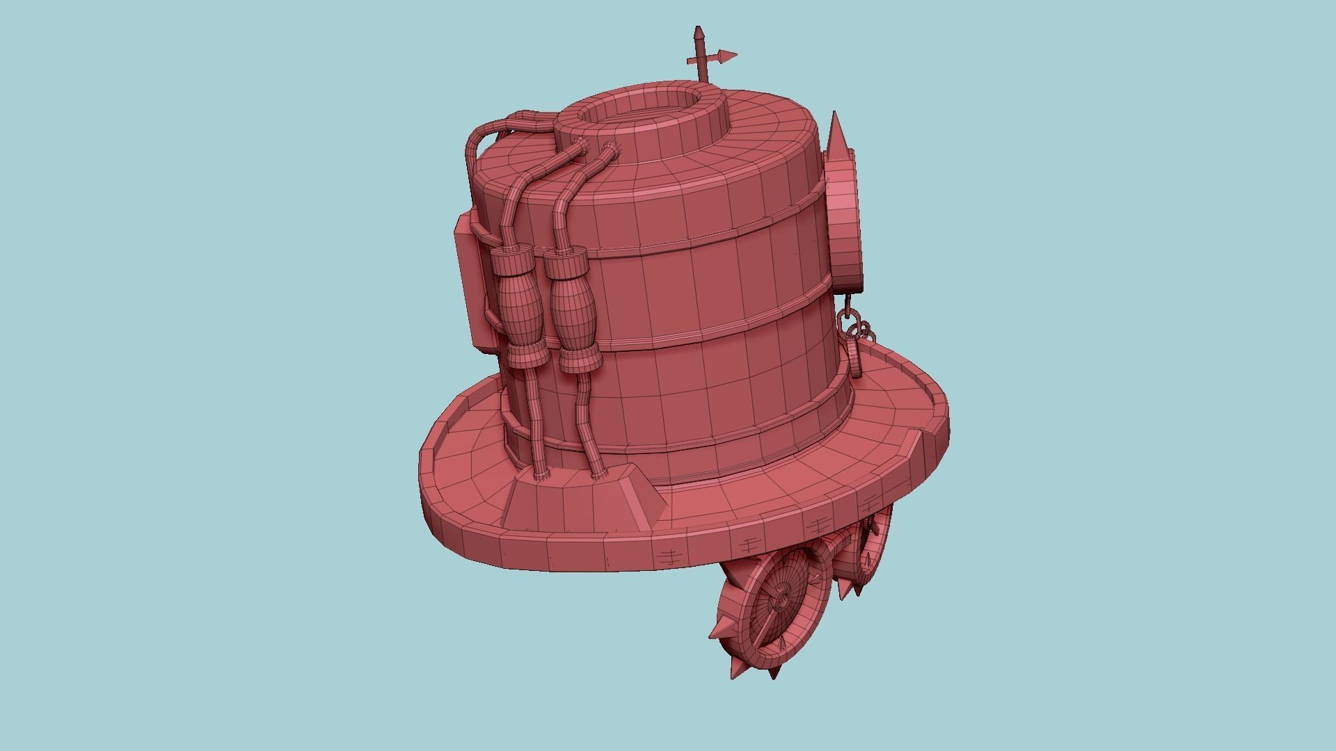 Steampunk Hat 04 Destroyed Rust - SciFi Character Design Low-poly 3D model_14
