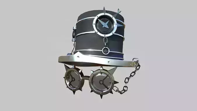 Steampunk Hat 05 Silver Black - SciFi Character Design Low-poly 3D model