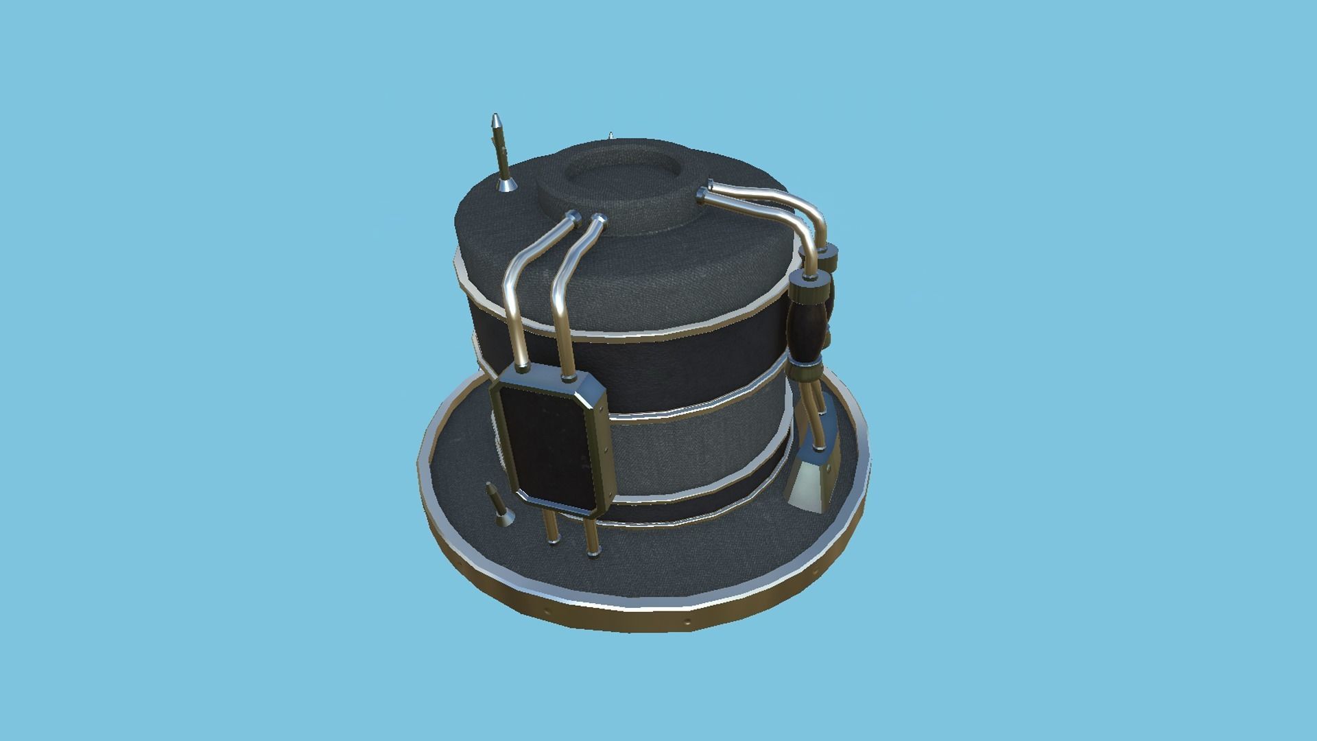 Steampunk Hat 05 Silver Black - SciFi Character Design Low-poly 3D model_3