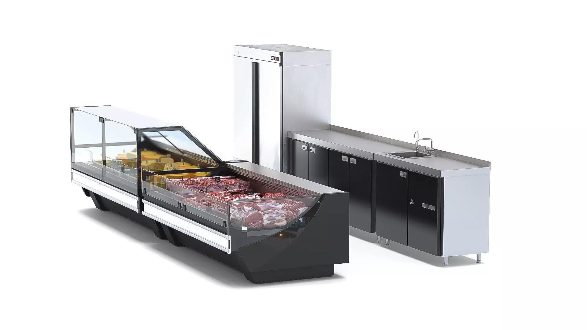Set of Showcases for a Grocery Store 3D model