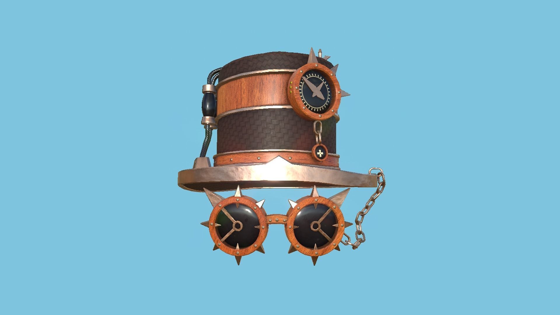 Steampunk Hat 06 Wood - SciFi Character Design Low-poly 3D model_2
