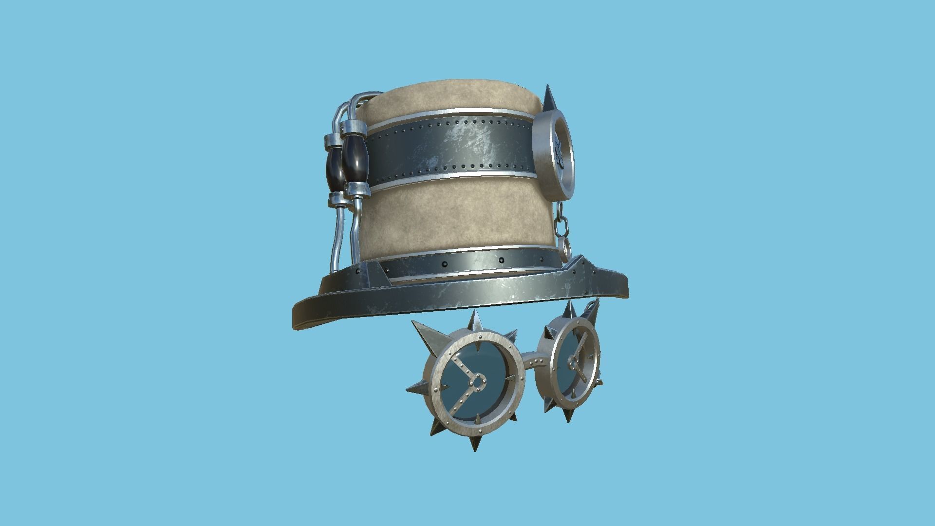 Steampunk Hat 07 Beige Steel - SciFi Character Design Low-poly 3D model_1