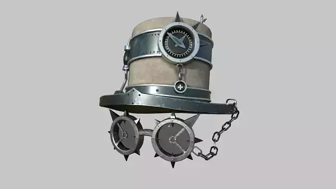 Steampunk Hat 07 Beige Steel - SciFi Character Design Low-poly 3D model
