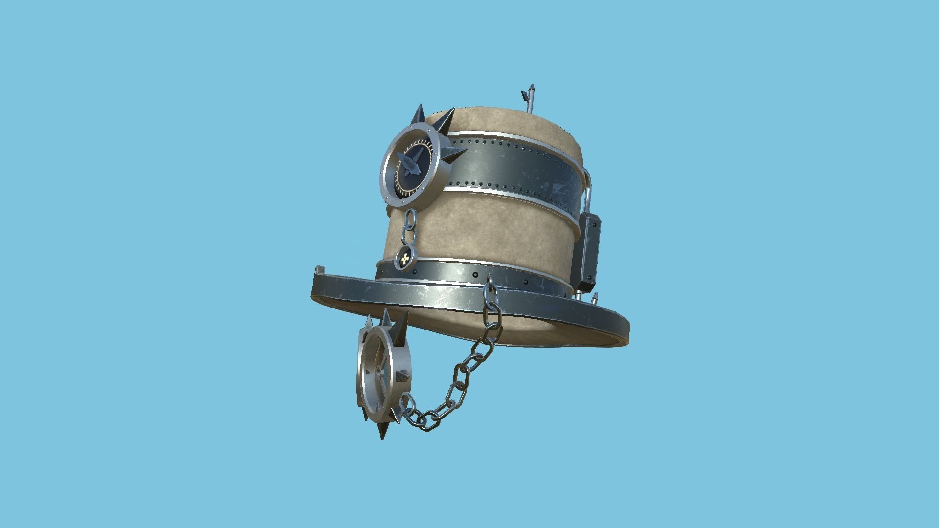 Steampunk Hat 07 Beige Steel - SciFi Character Design Low-poly 3D model_4