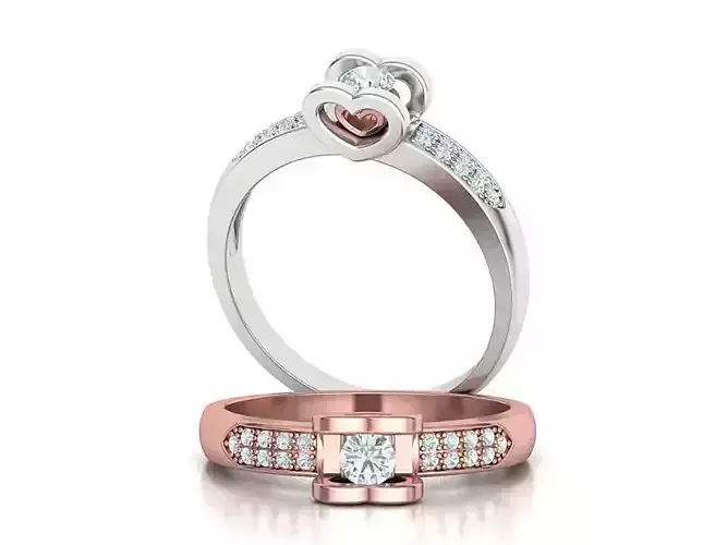 Engagement Solitaire ring Heart Head Setting Womens Ring 3dmodel