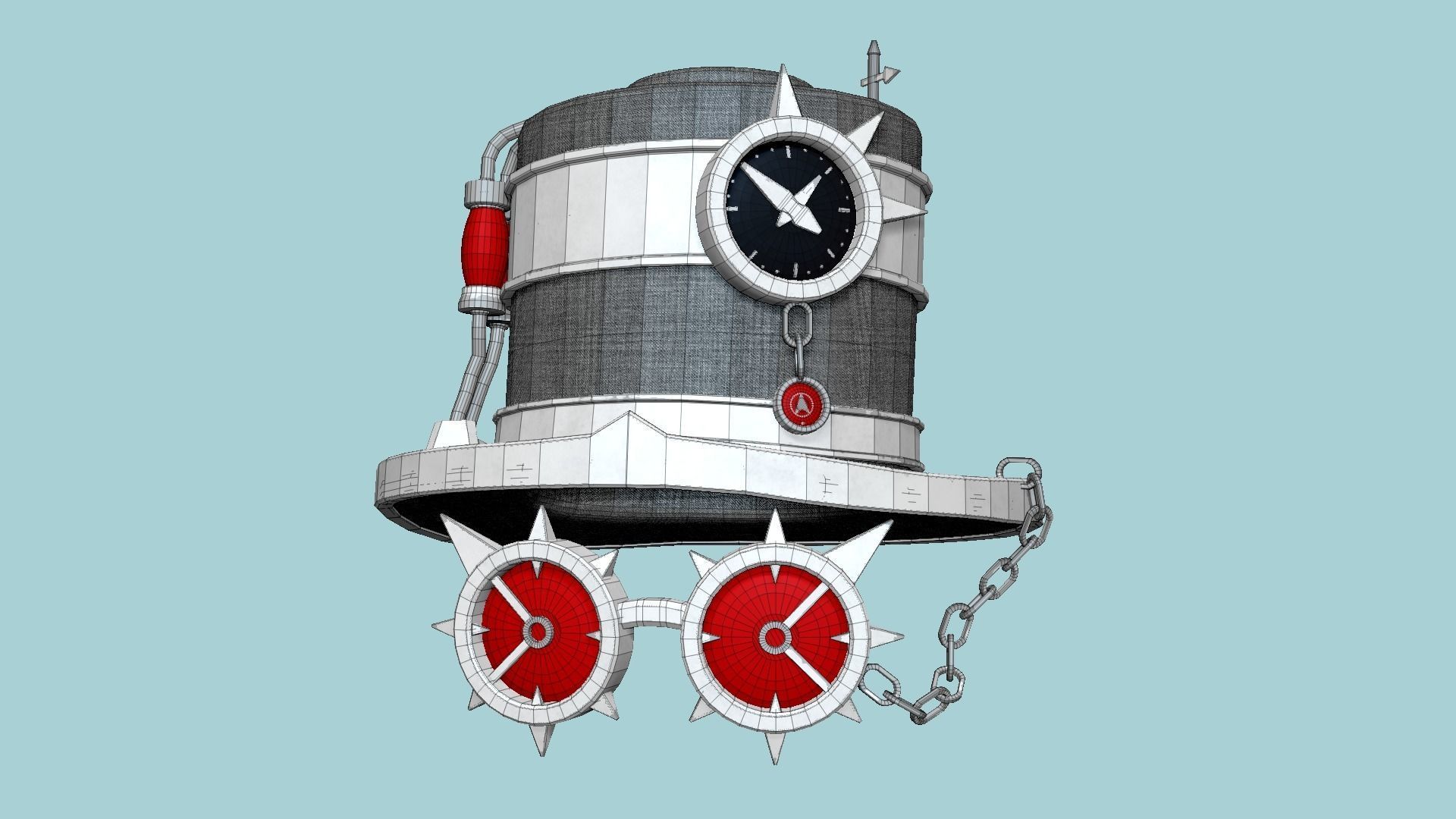 Steampunk Hat 08 Gray Steel - SciFi Character Design Low-poly 3D model_6