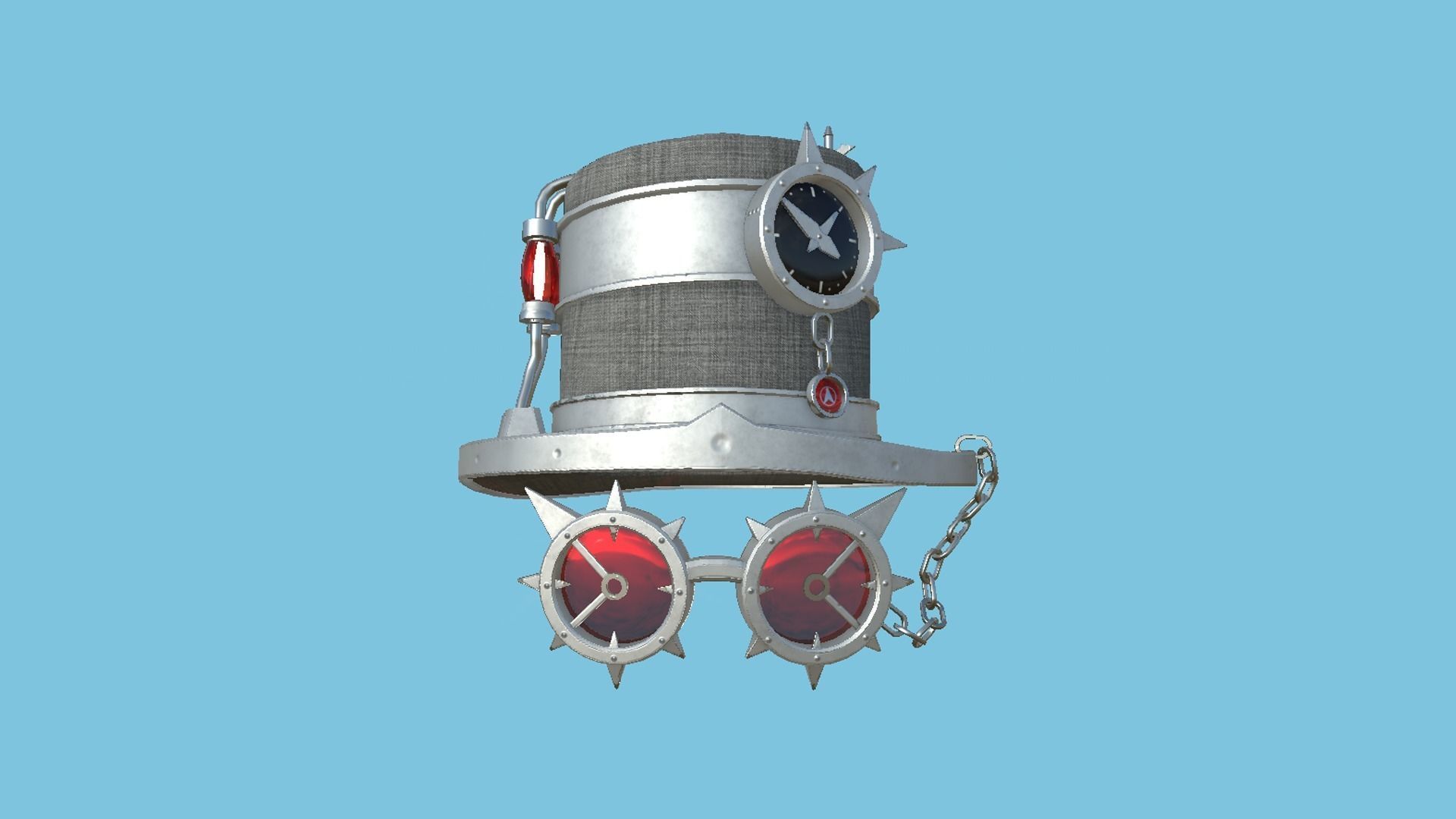 Steampunk Hat 08 Gray Steel - SciFi Character Design Low-poly 3D model_2