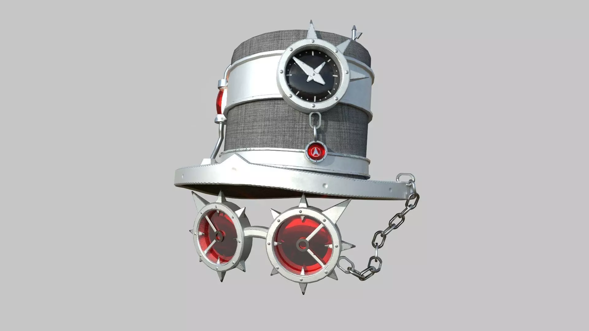 Steampunk Hat 08 Gray Steel - SciFi Character Design Low-poly 3D model_0