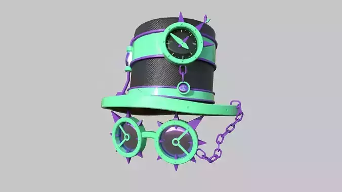Steampunk Hat 09 Cartoon Purple - SciFi Character Design Low-poly 3D model