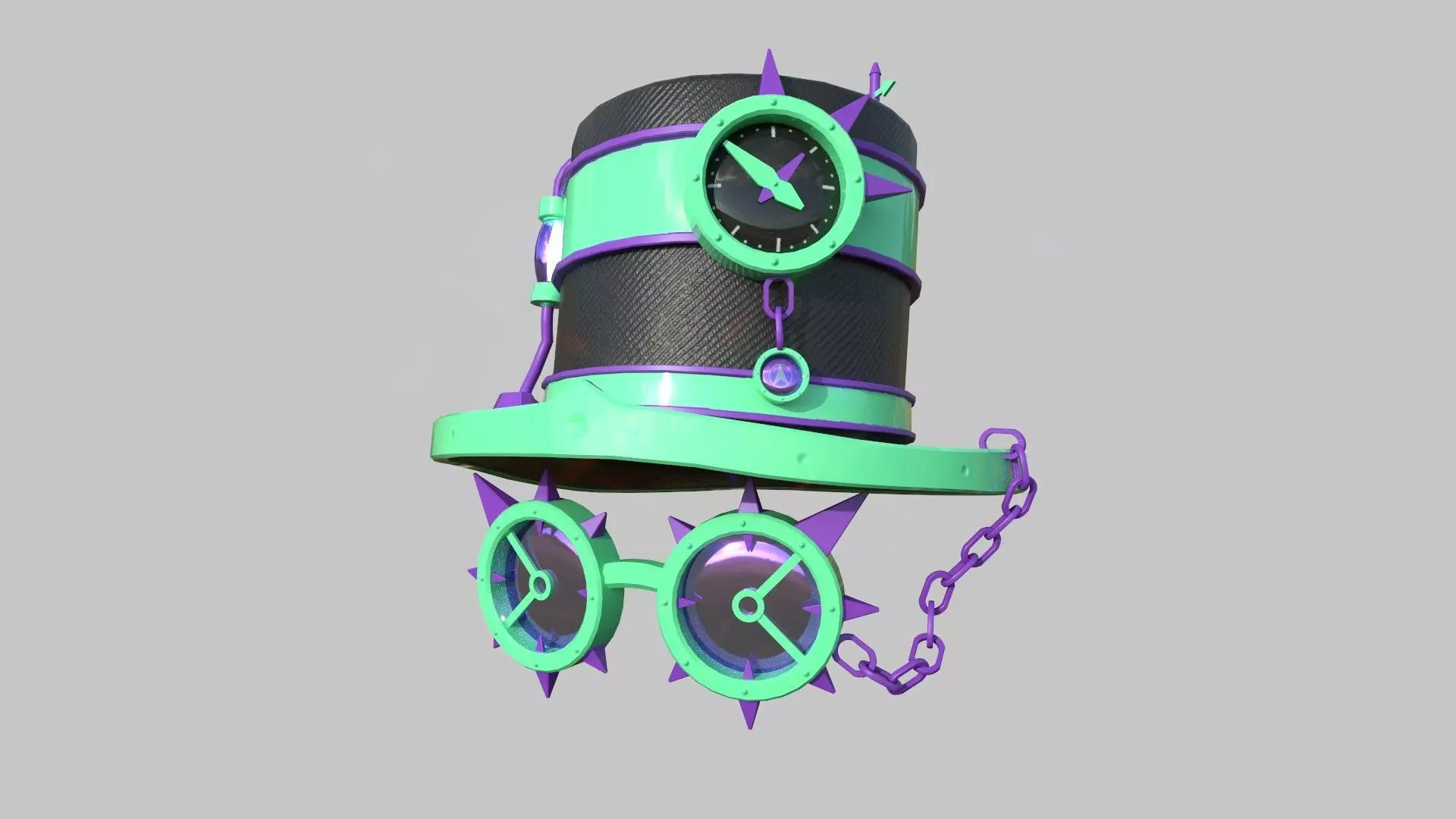 Steampunk Hat 09 Cartoon Purple - SciFi Character Design Low-poly 3D model_0