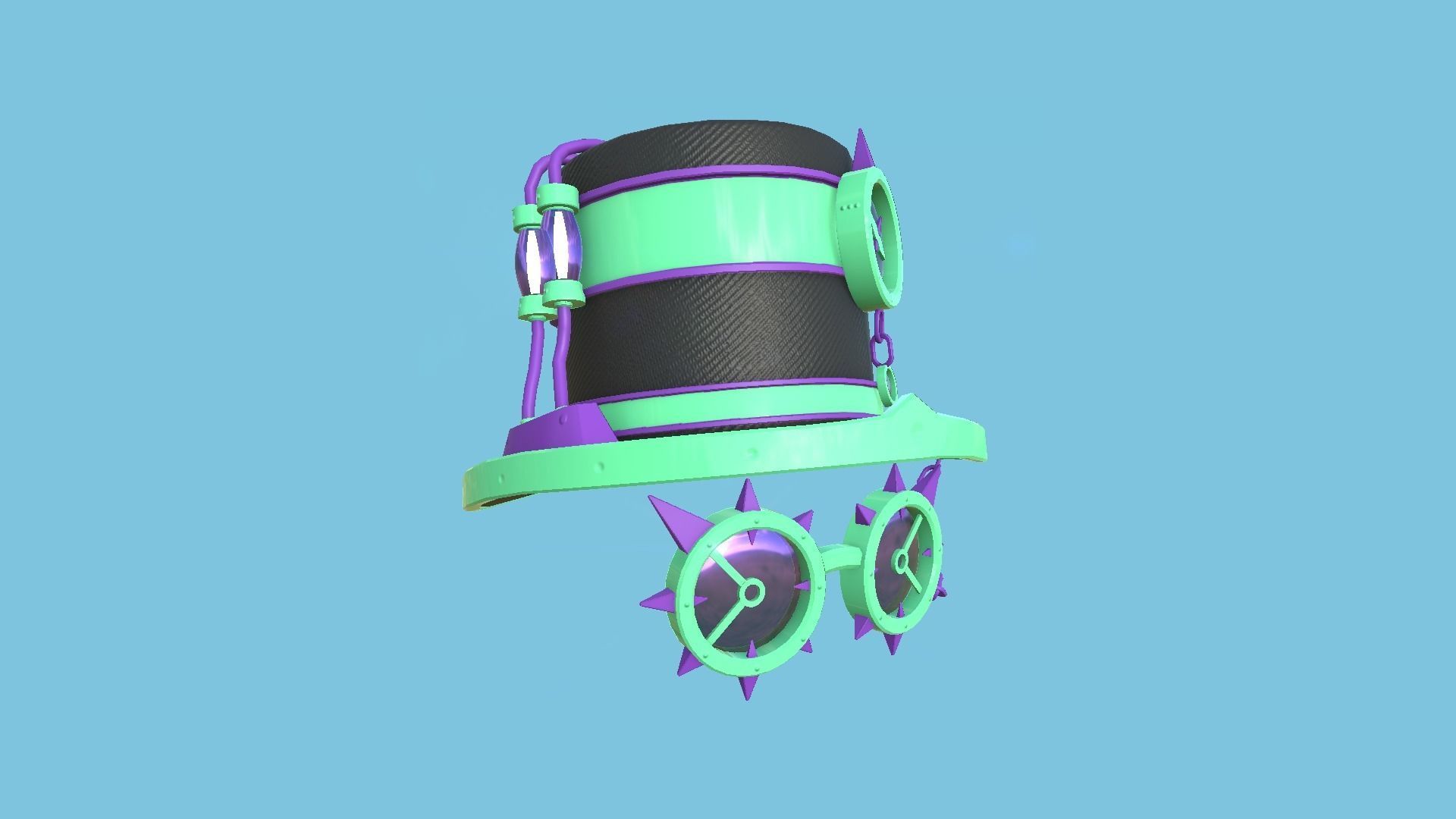 Steampunk Hat 09 Cartoon Purple - SciFi Character Design Low-poly 3D model_1