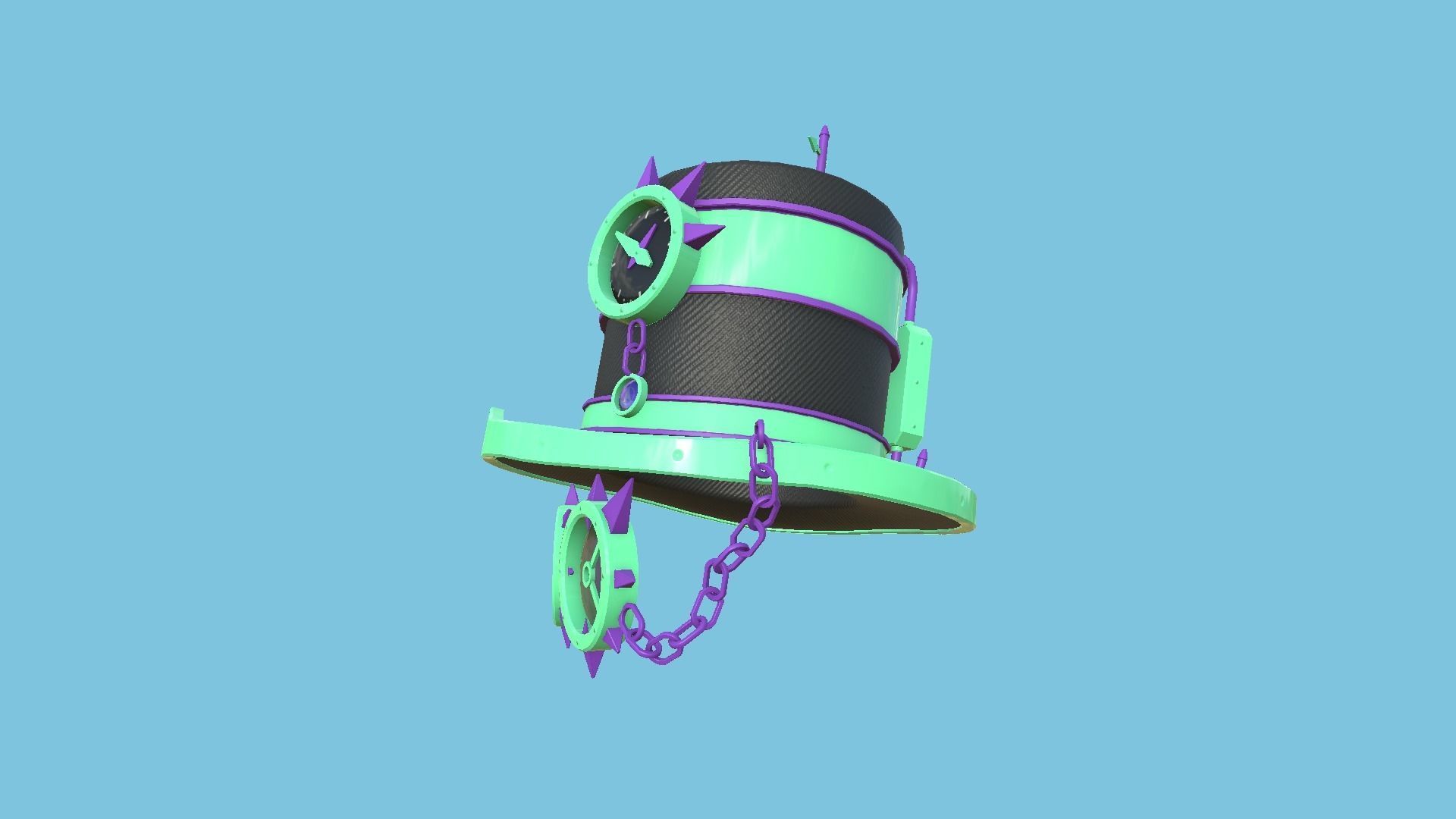 Steampunk Hat 09 Cartoon Purple - SciFi Character Design Low-poly 3D model_4