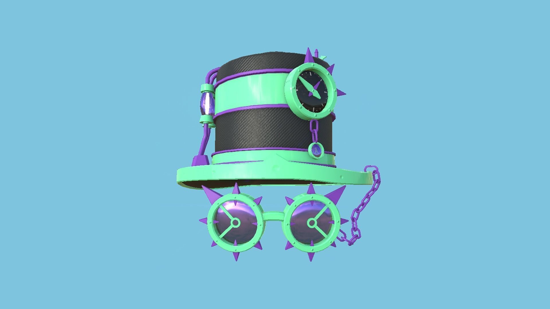 Steampunk Hat 09 Cartoon Purple - SciFi Character Design Low-poly 3D model_2