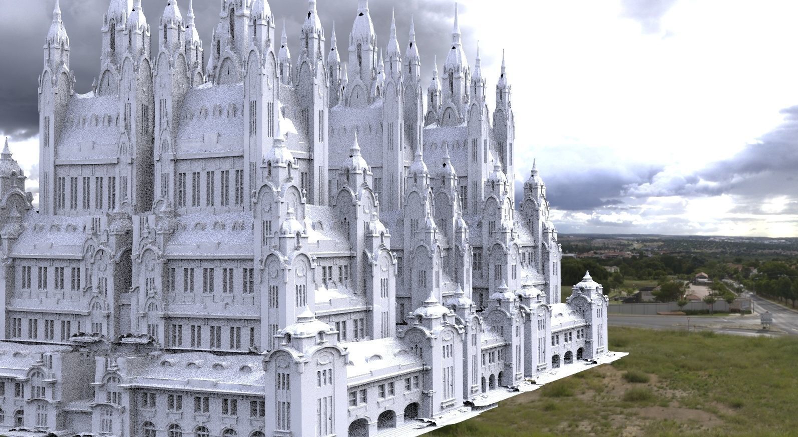 Fantasy Grand Arch wizards library archives 3D model_1