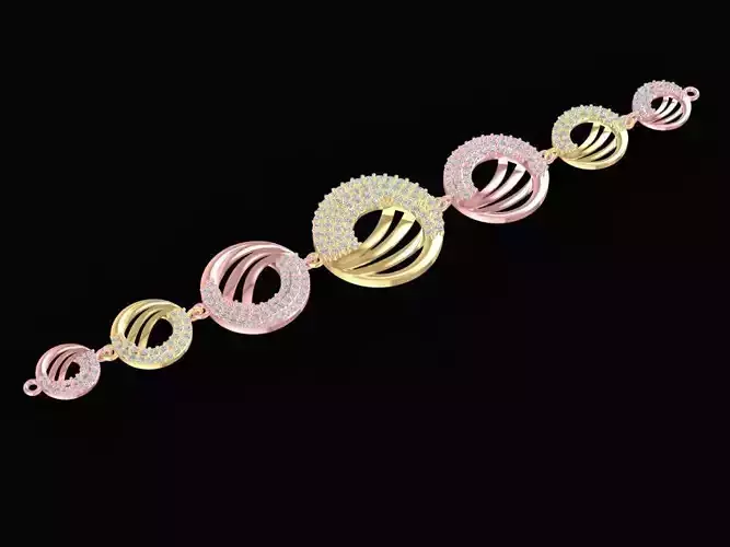 Pave Double Circle Link Bracelet Jewelry  2387
