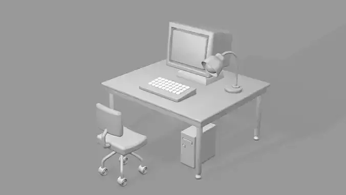 Kompyuter desk with computer and chair