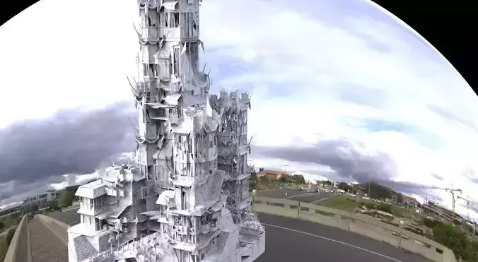 Asian towers nuclear fallout