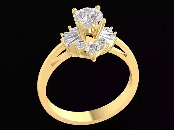 Floral Halo Engagement Ring with Multi Petal Design  2388