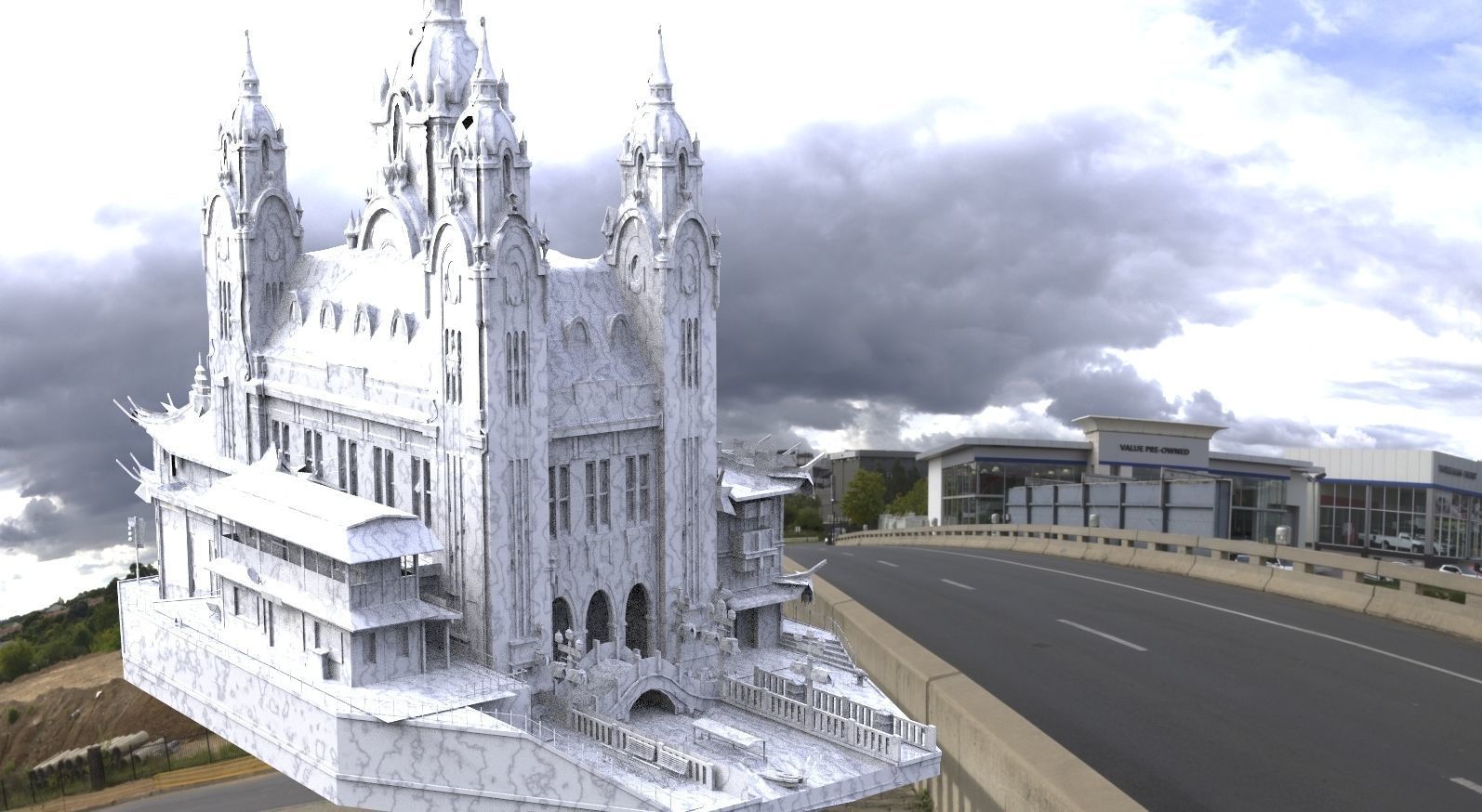 Fantasy Venice waterfront Temple 2 3D model_1