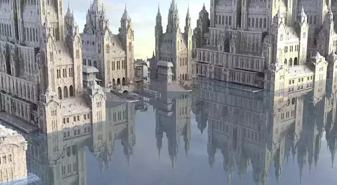 Fantasy Venice waterfront kit bash collection 2 3D model 3D model