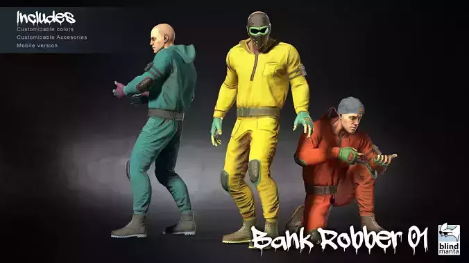 Bank Robber 01 Low-poly 3D model