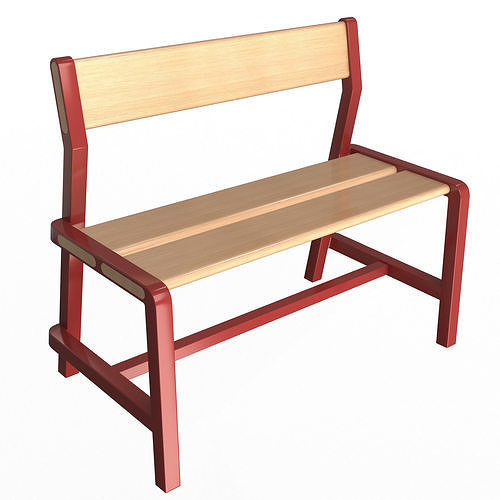 Bench made of wood and paint Low-poly 3D model