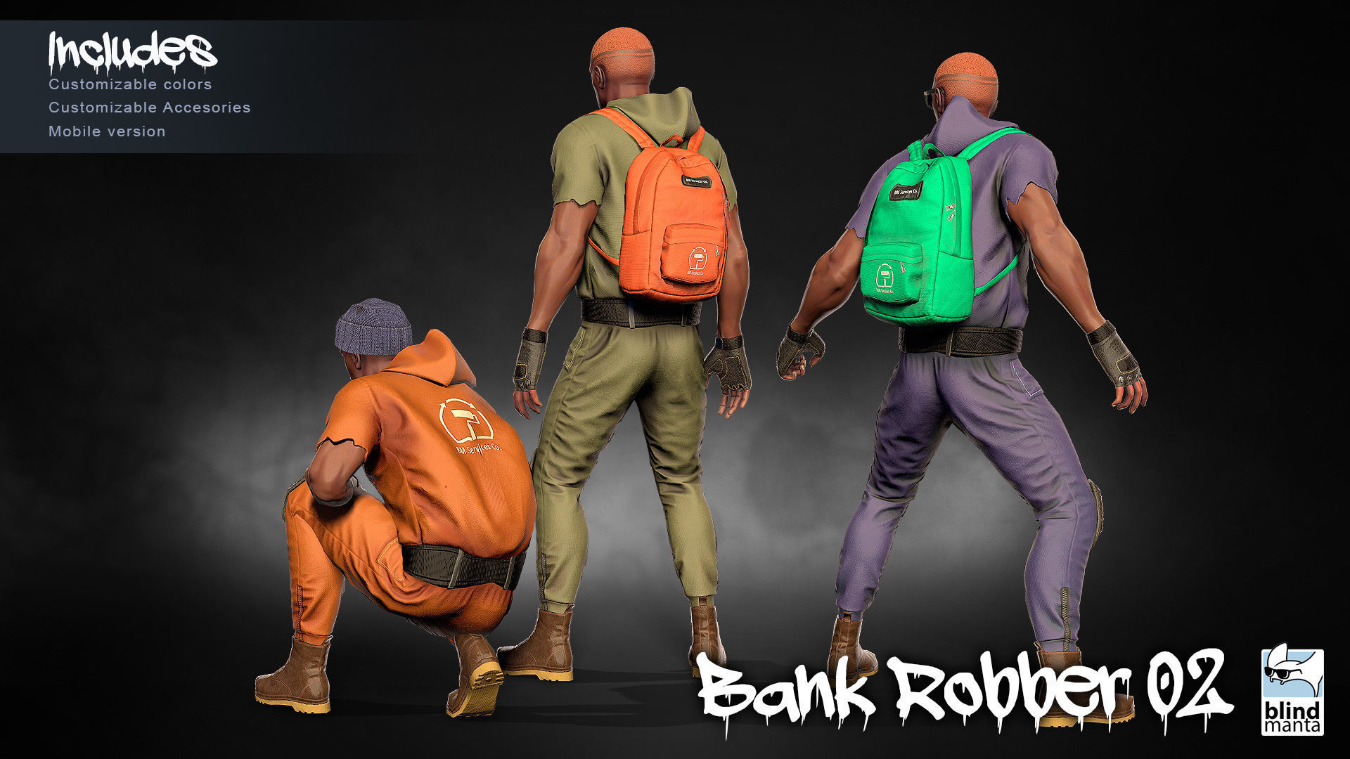 Bank Robber 02 Low-poly 3D model_1