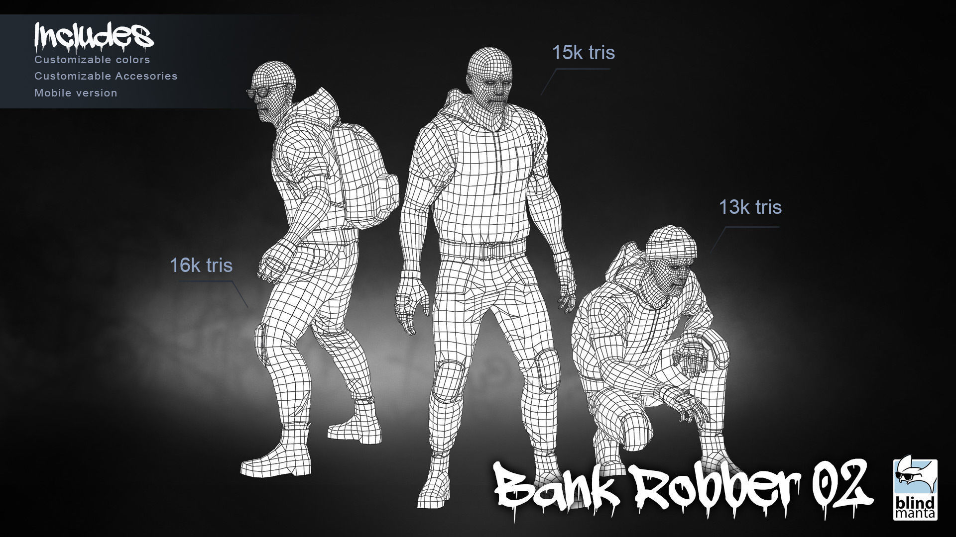 Bank Robber 02 Low-poly 3D model_2