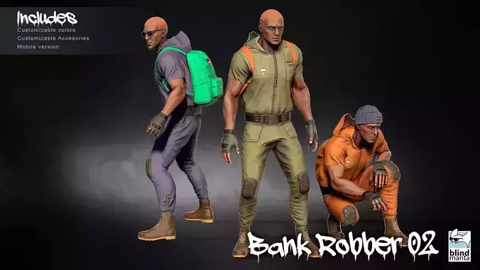 Bank Robber 02 Low-poly 3D model