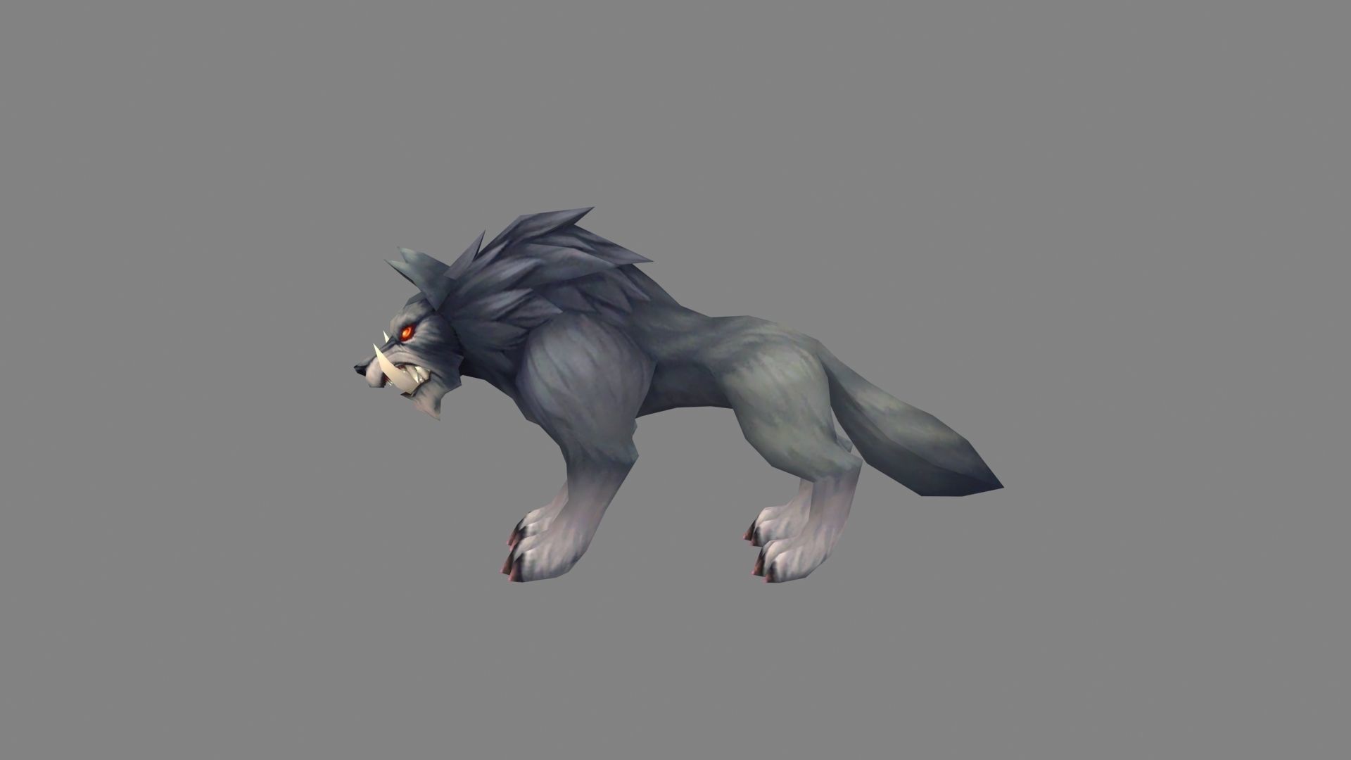 Cartoon fangs wolf Low-poly 3D model_1