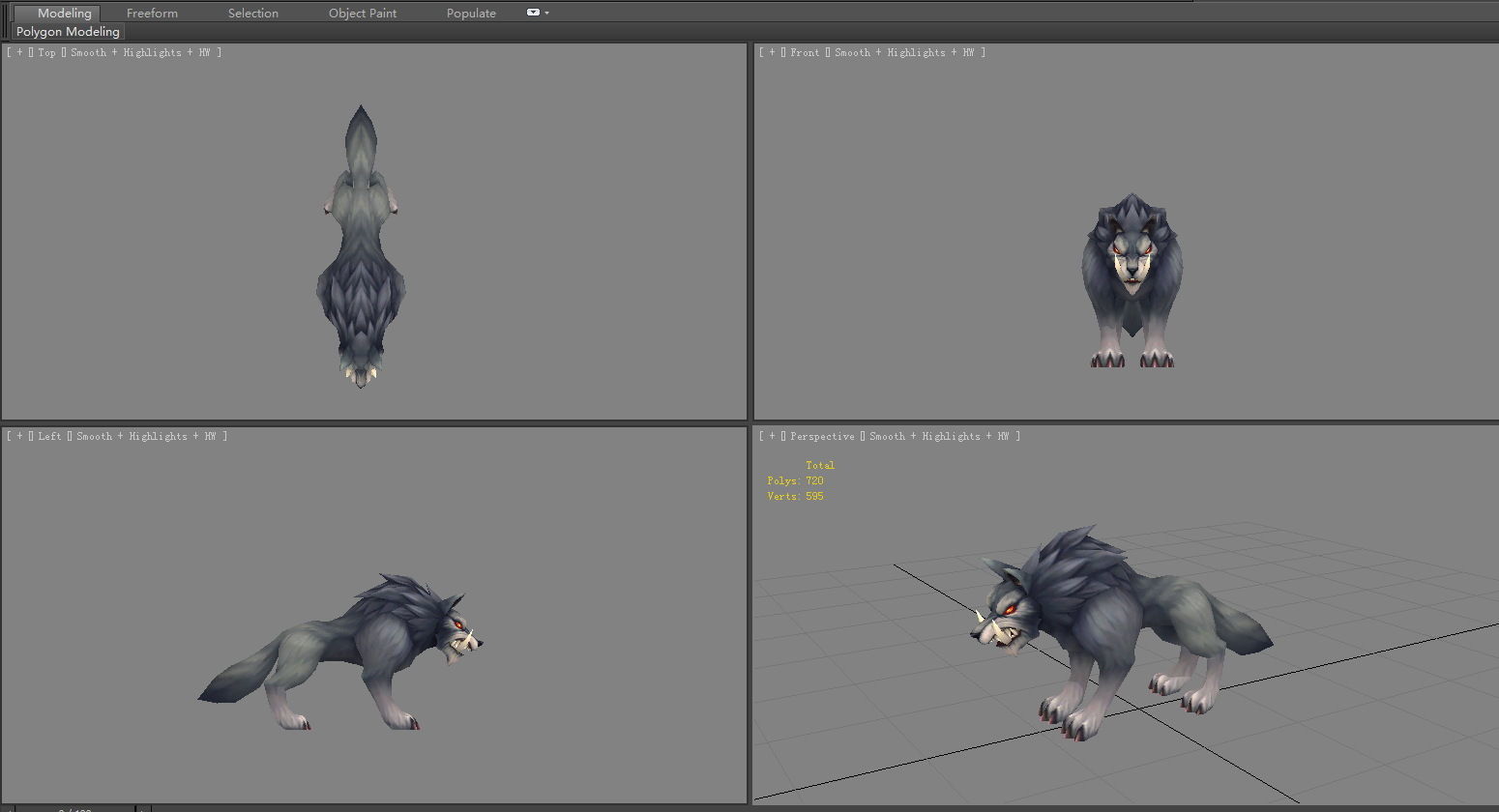 Cartoon fangs wolf Low-poly 3D model_4