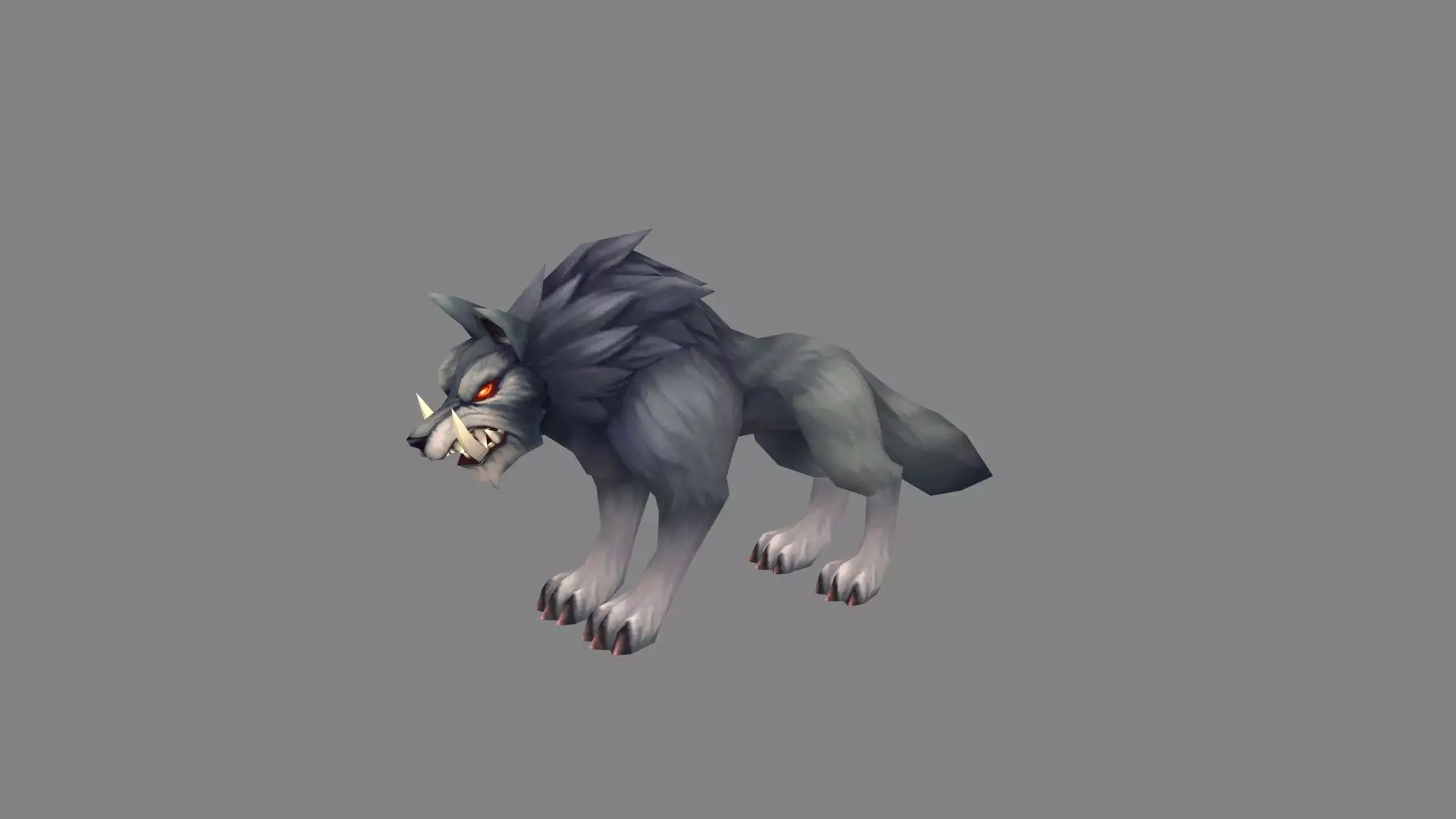 Cartoon fangs wolf Low-poly 3D model_0